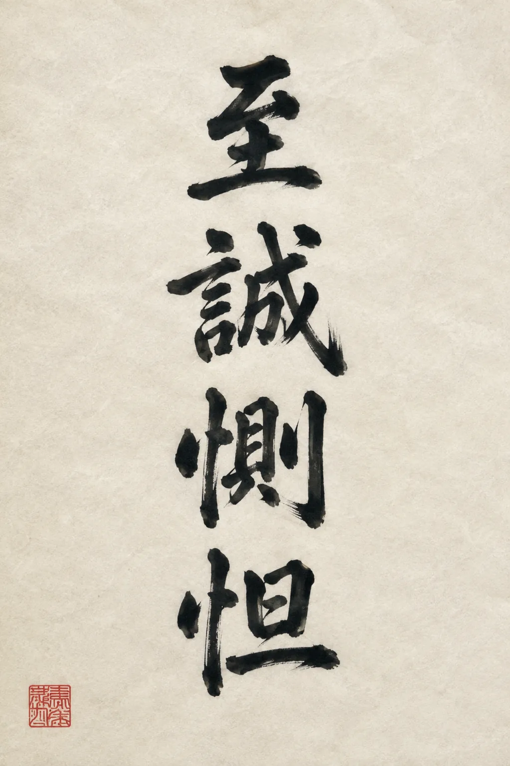 「至誠惻怛」と書かれた墨書